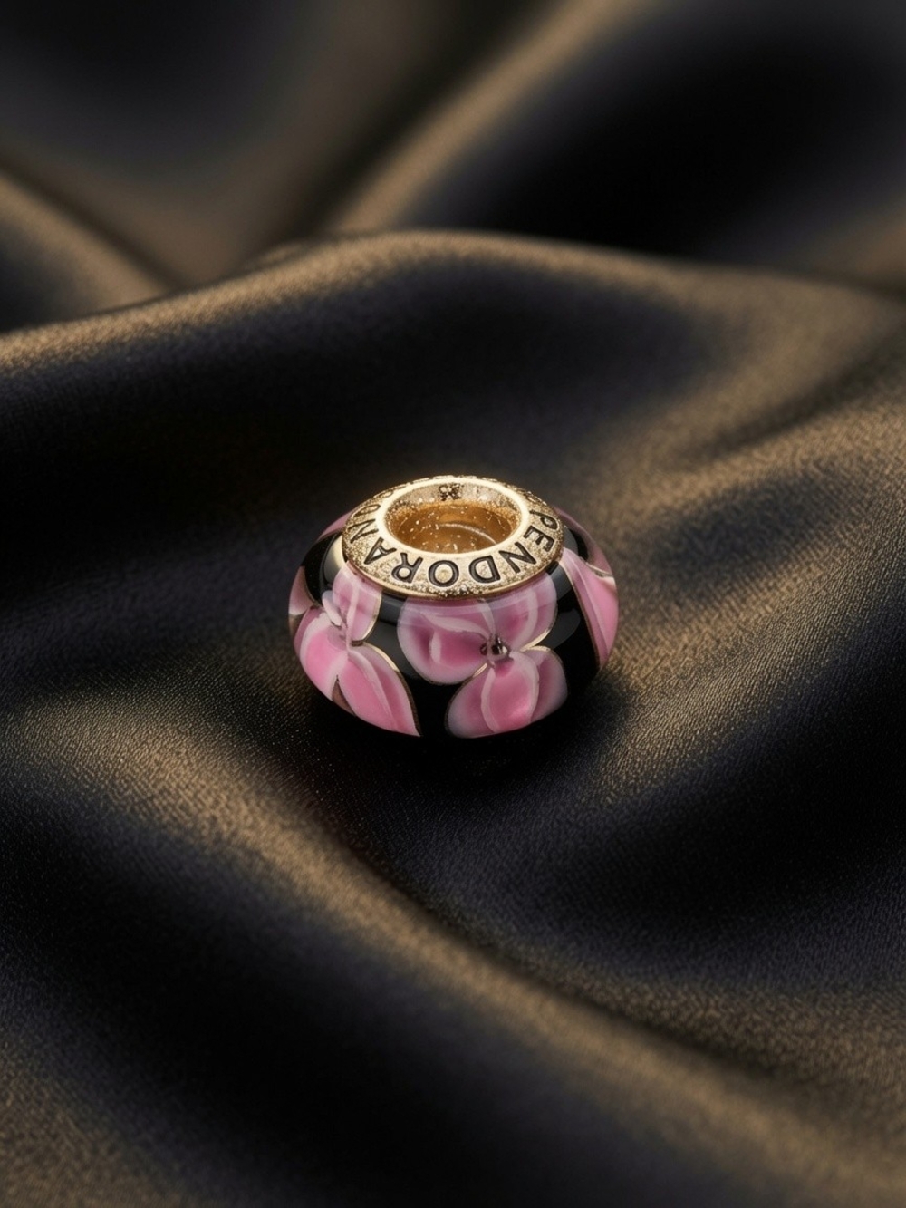 Pandora Pink Floral Glass Charm Bead Thaïlande.